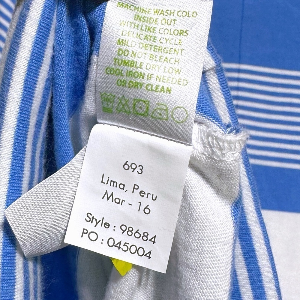 Lilly Pulitzer Marlow Bay Blue Coconut Stripes Dress Cotton Size S 3/4 Sleeves - Picture 10 of 10